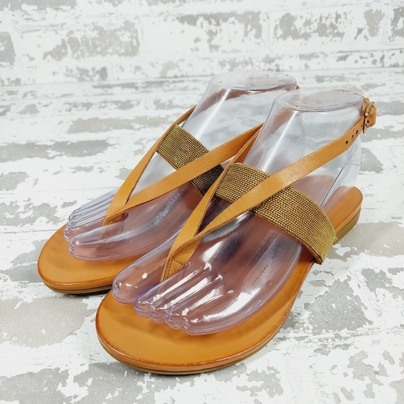 NEW Inuovo Brown Leather Sling Back Buckle Strap Summer Thong Sandals M824 - Picture 2 of 11